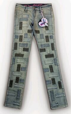 Custo Barcelona Jeans Womens 30x32 Patchwork Y2K Indie Art Denim NWT Rare